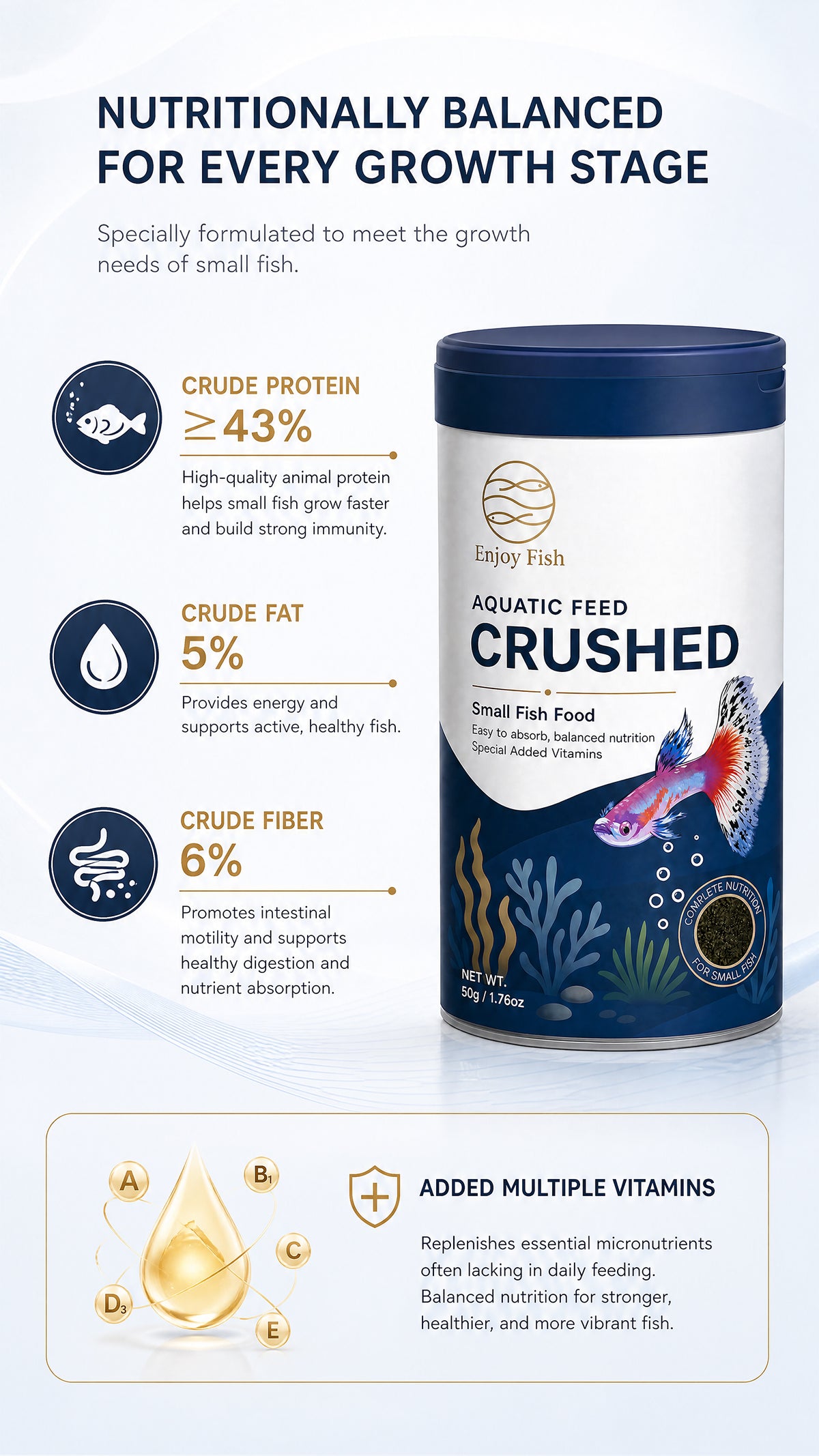Specialized Small Fish Crushed Feed (0.2mm & 0.6mm Pellets, 85g to Bulk Packaging) - Astaxanthin Color Enhancing Micro Pellets for Guppies & Tetras | OEM Wholesale 3