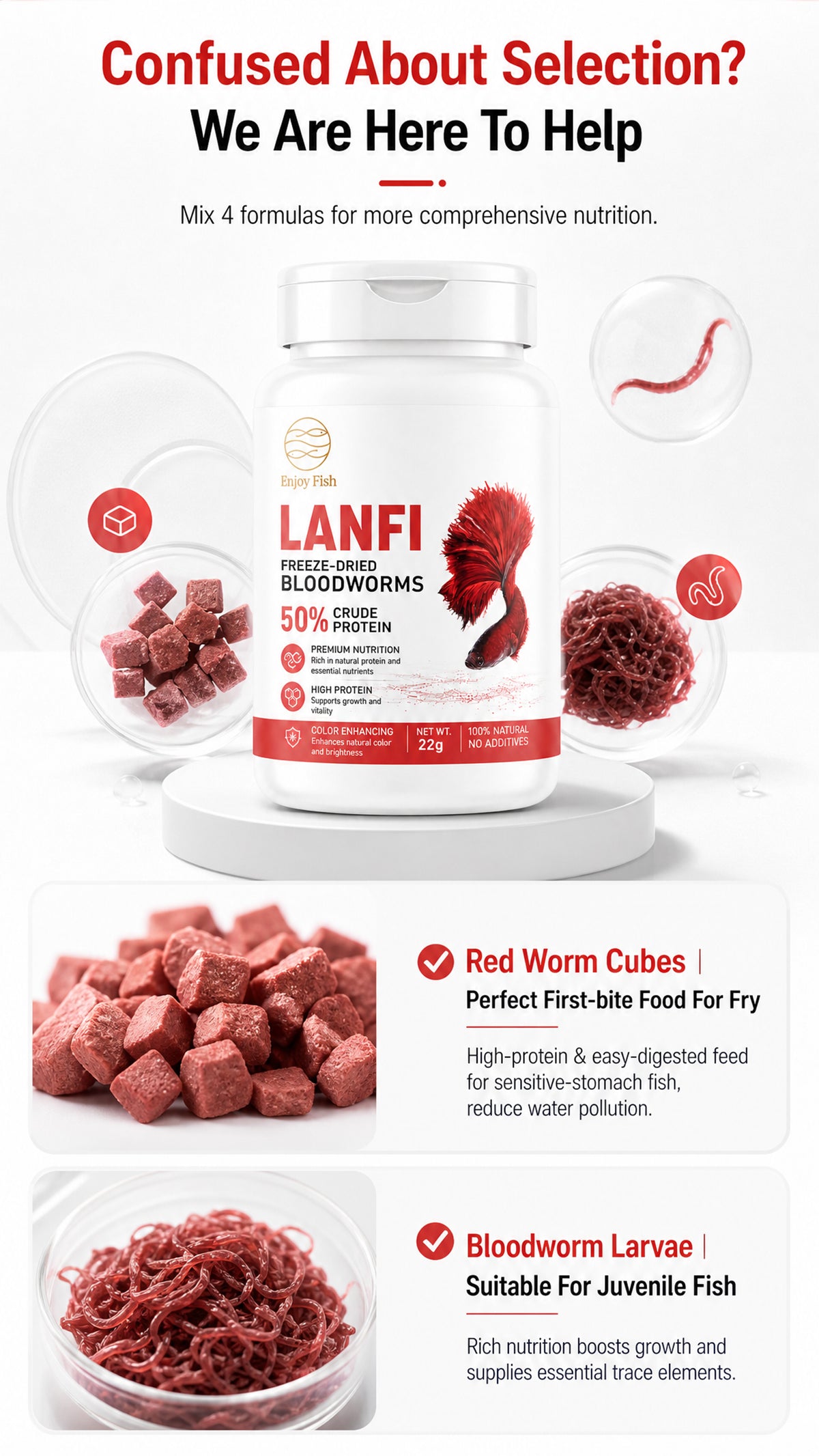 Freeze-Dried Bloodworms (50% Crude Protein) - Factory Direct & OEM Wholesale 6