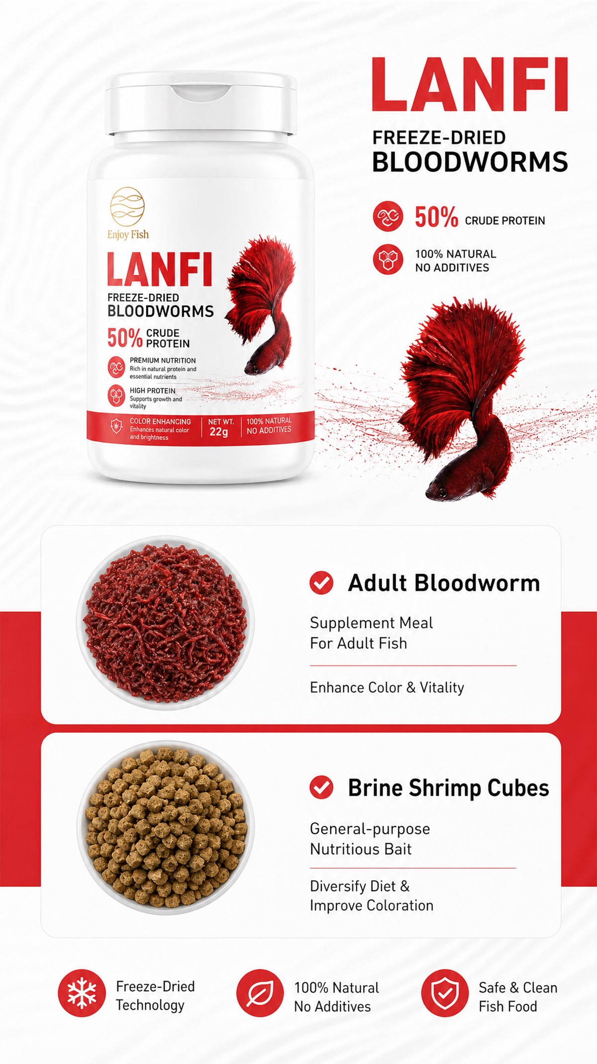 Freeze-Dried Bloodworms (50% Crude Protein) - Factory Direct & OEM Wholesale 7