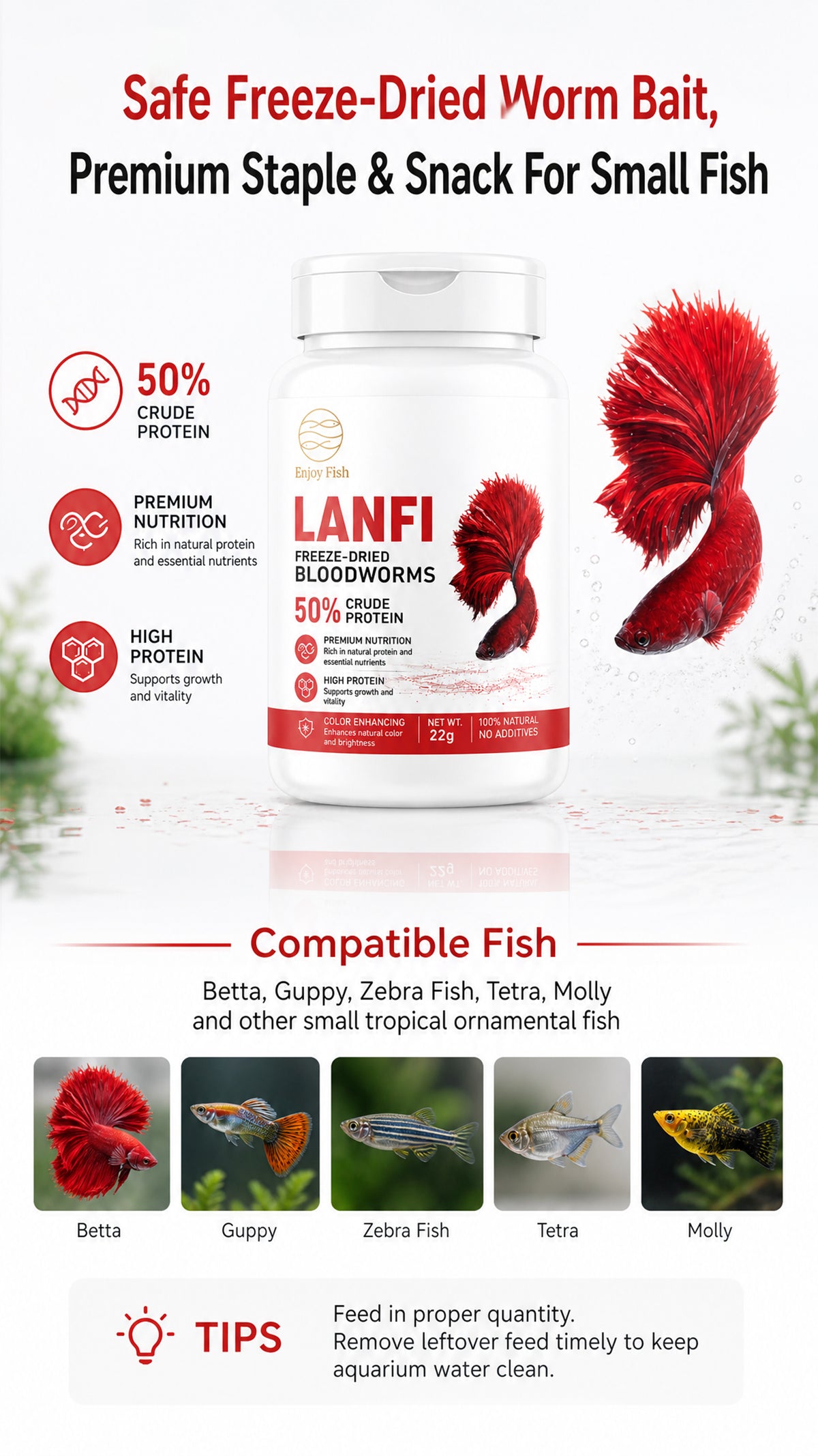 Freeze-Dried Bloodworms (50% Crude Protein) - Factory Direct & OEM Wholesale 8