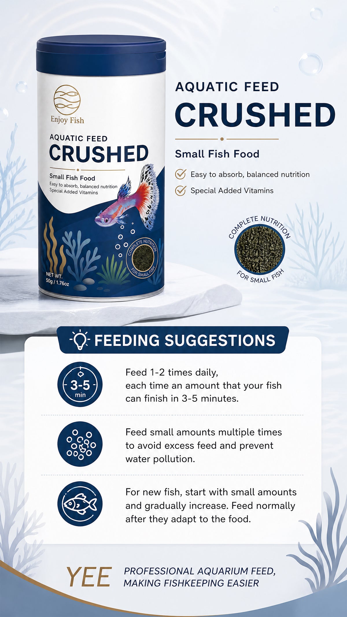 Specialized Small Fish Crushed Feed (0.2mm & 0.6mm Pellets, 85g to Bulk Packaging) - Astaxanthin Color Enhancing Micro Pellets for Guppies & Tetras | OEM Wholesale 8