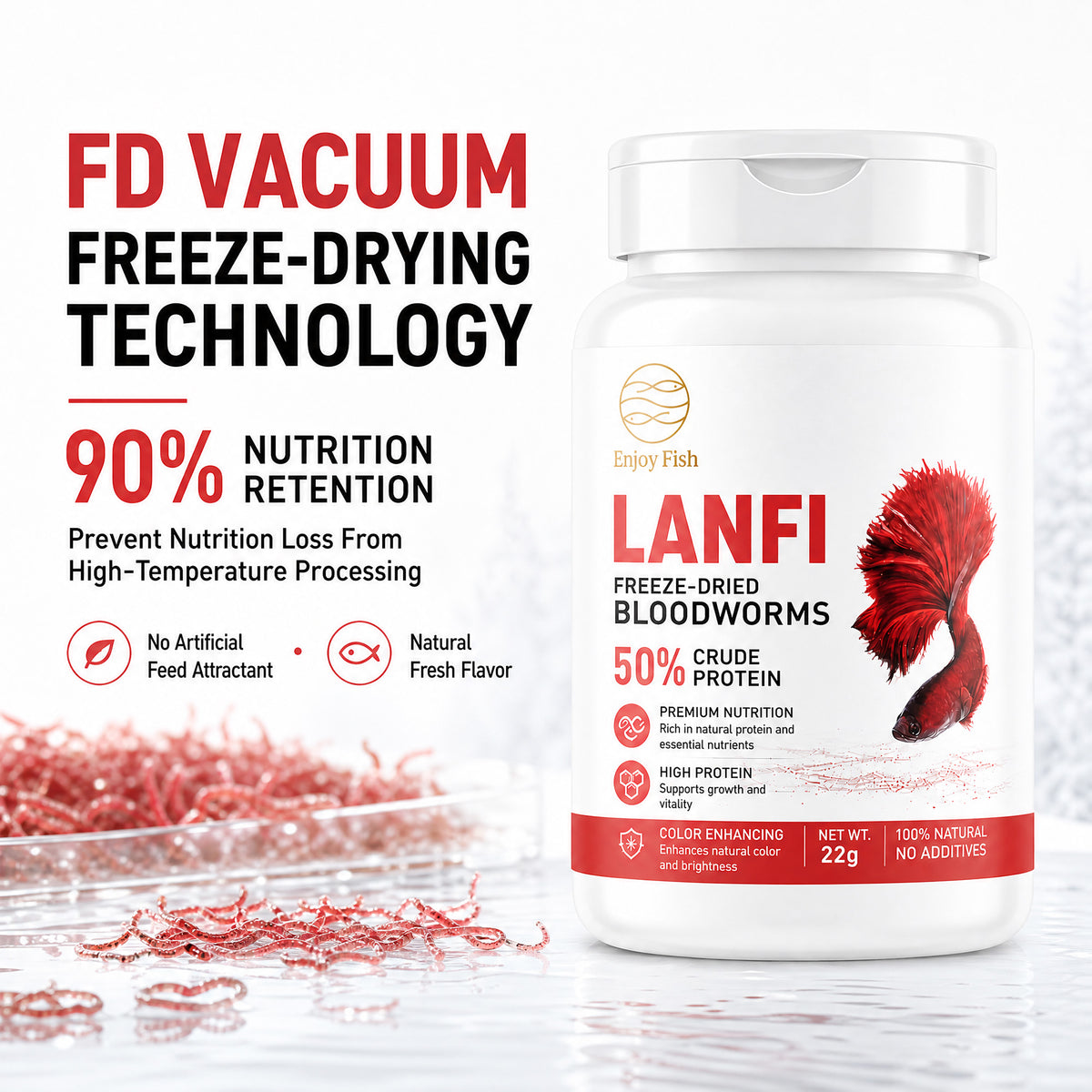 Freeze-Dried Bloodworms (50% Crude Protein) - Factory Direct & OEM Wholesale