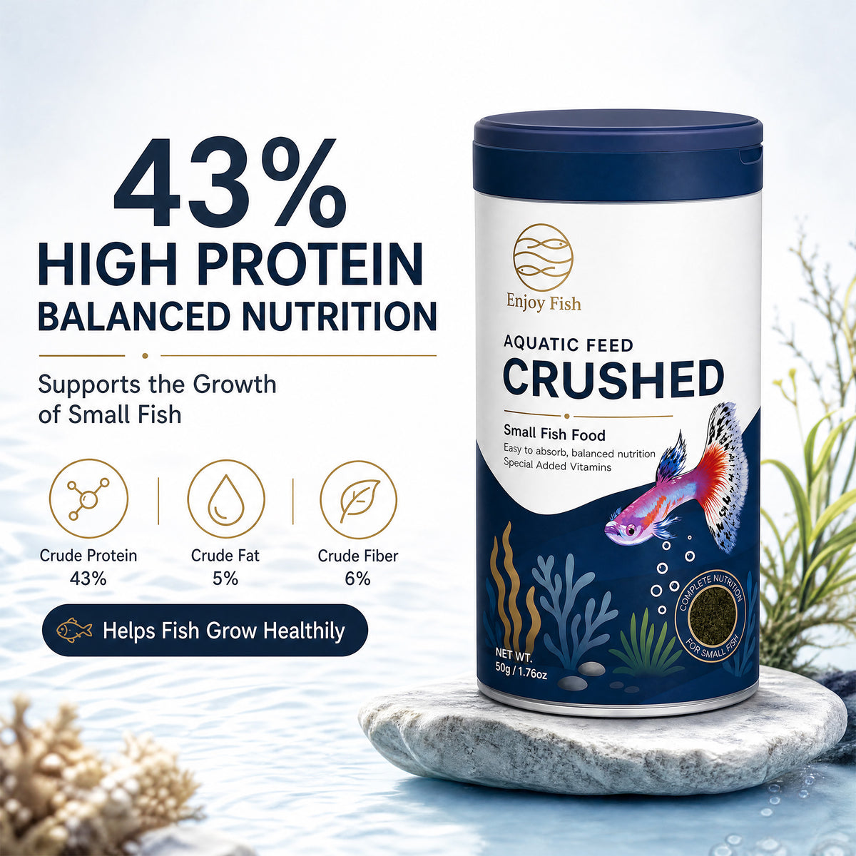 Specialized Small Fish Crushed Feed (0.2mm & 0.6mm Pellets, 85g to Bulk Packaging) - Astaxanthin Color Enhancing Micro Pellets for Guppies & Tetras | OEM Wholesale