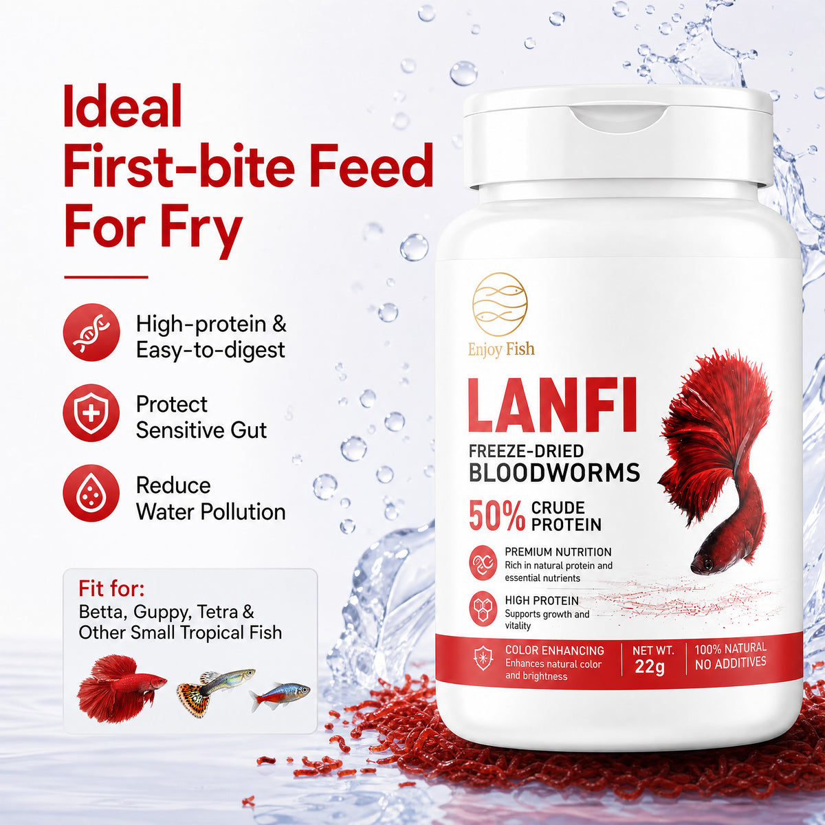 Freeze-Dried Bloodworms (50% Crude Protein) - Factory Direct & OEM Wholesale
