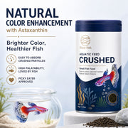Specialized Small Fish Crushed Feed (0.2mm & 0.6mm Pellets, 85g to Bulk Packaging) - Astaxanthin Color Enhancing Micro Pellets for Guppies & Tetras | OEM Wholesale