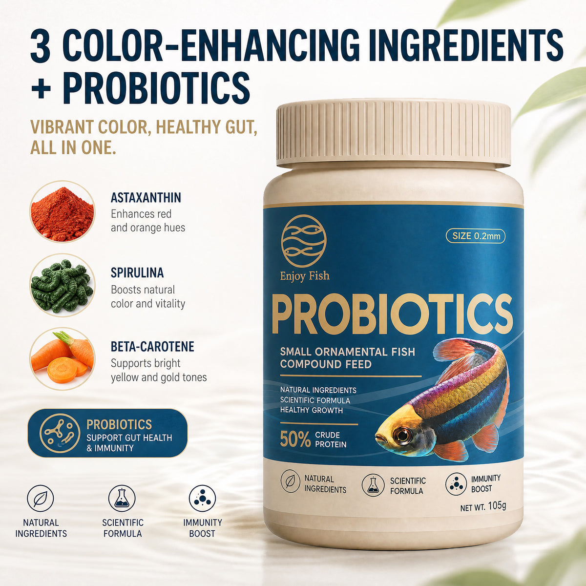 Probiotic Micro Fish Food Pellets (0.2mm Slow-Sinking, ≥50% High Protein) - High-Absorption Feed for Guppies & Small Fish | OEM Wholesale